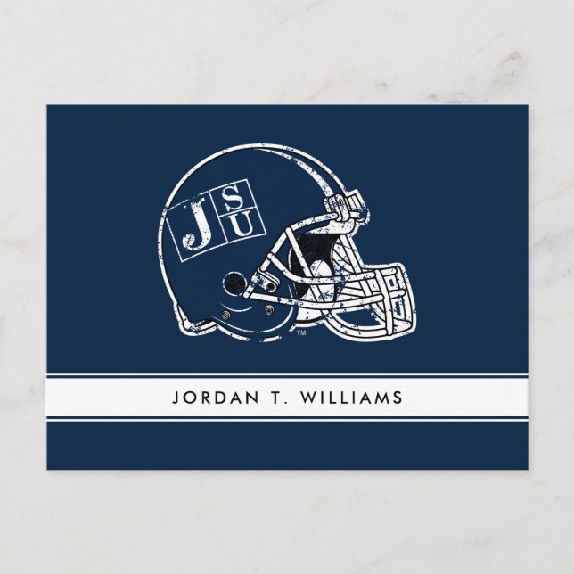 JSU Helmet Distressed Invitation Postcard (Front)