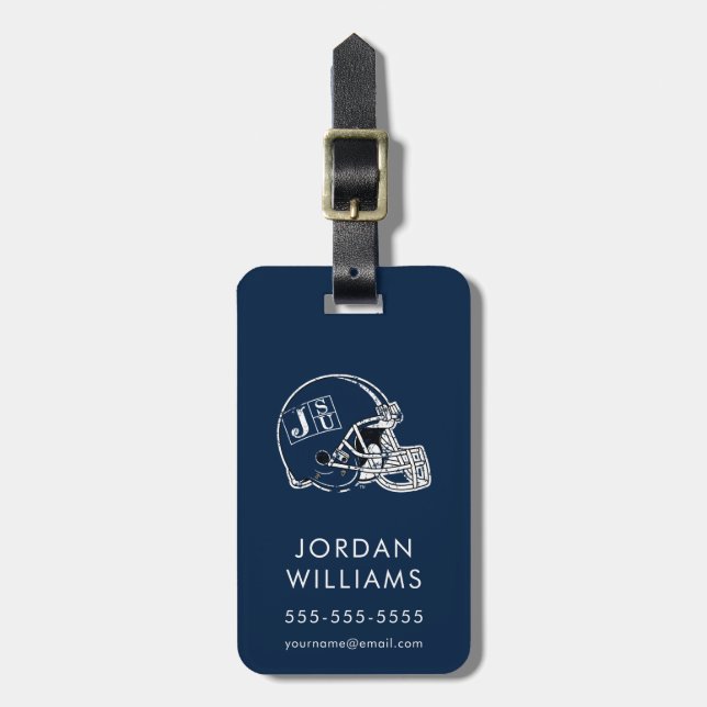 JSU Helmet Distressed Luggage Tag (Front Vertical)