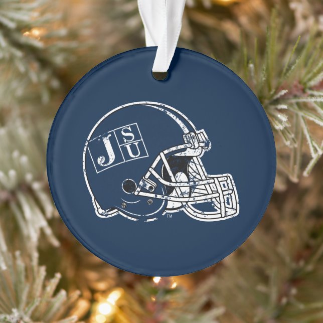 JSU Helmet Distressed Ornament (Tree)