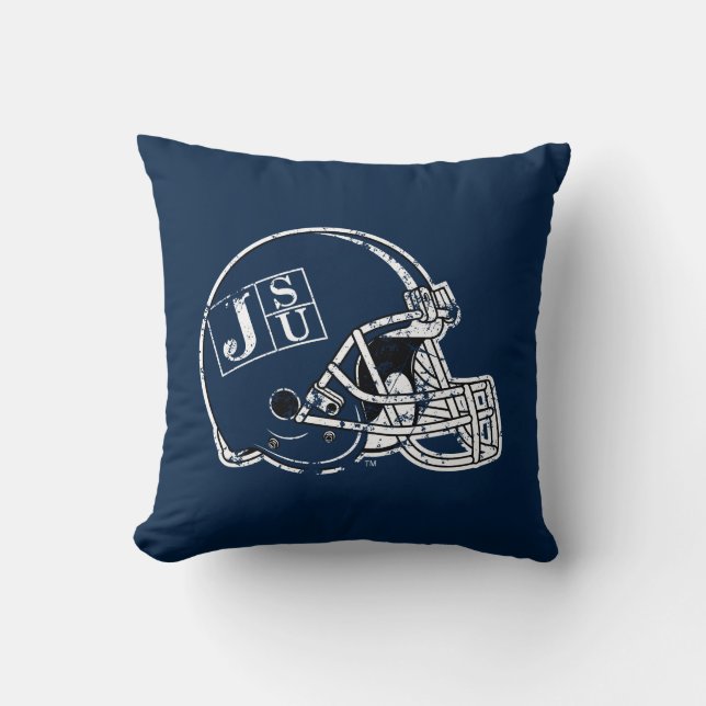 JSU Helmet Distressed Throw Pillow (Front)