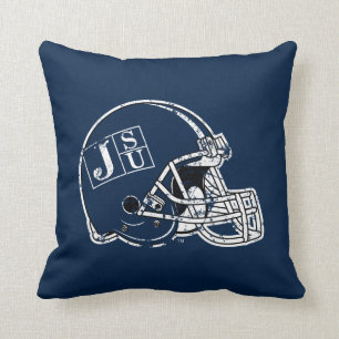 JSU Helmet Distressed Throw Pillow