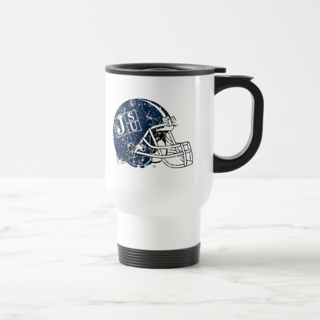 JSU Helmet Distressed Travel Mug (Right)
