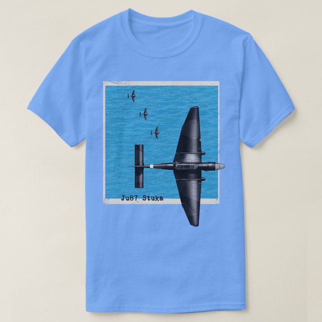 Ju87 Stuka WW2 bomber airplane over the ocean T-Shirt (Design Front)