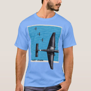Ju87 Stuka WW2 bomber airplane over the ocean T-Shirt