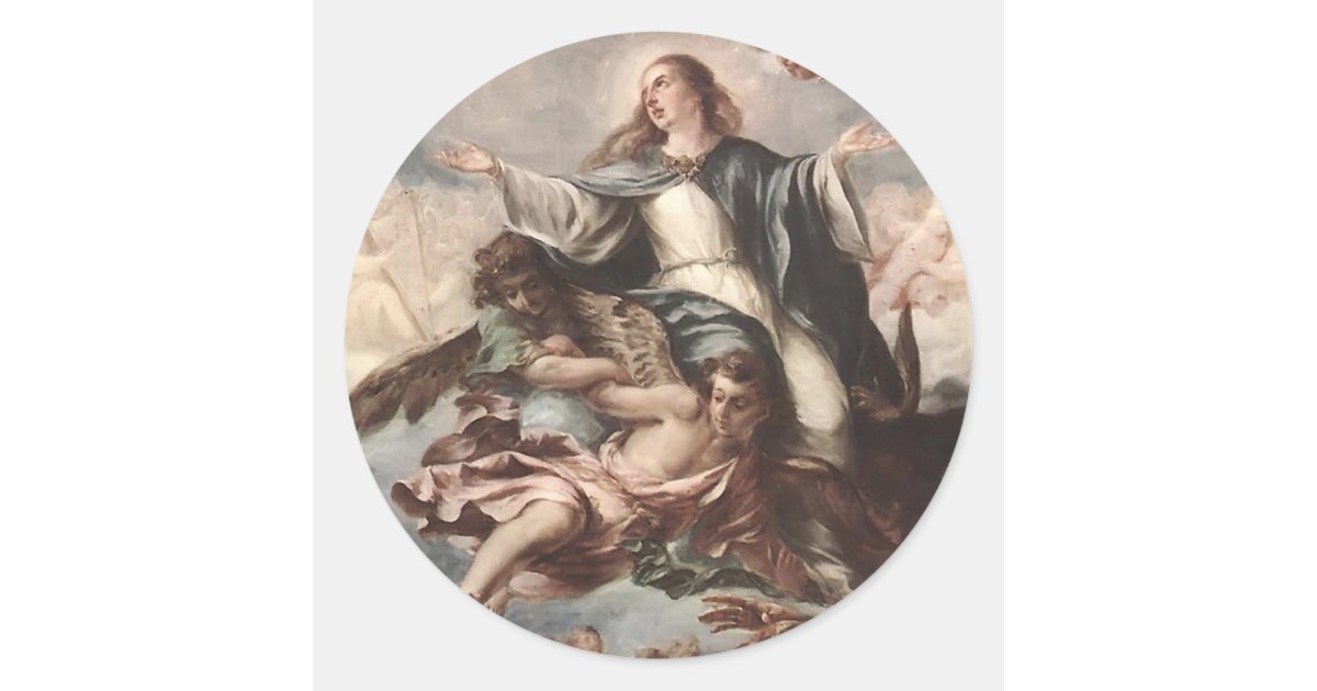 Juan de Valdes Leal- Assumption of the Virgin Classic Round Sticker ...