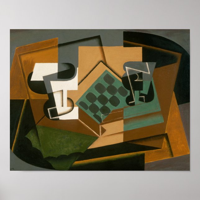Juan Gris - Chessboard, Glass, and Dish Poster (Front)