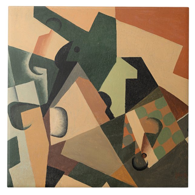 Juan Gris - Glass and Checkerboard, Ceramic Tile (Front)