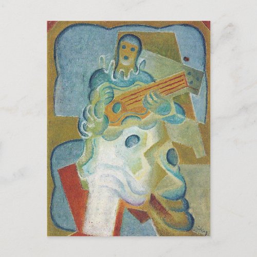 Juan Gris _ Pierrot playing guitar Postcard