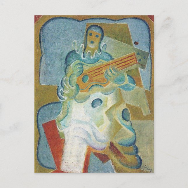 Juan Gris - Pierrot playing guitar Postcard (Front)