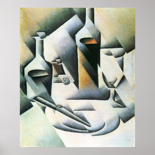 Juan Gris _ Still Life with bottles and knives Poster