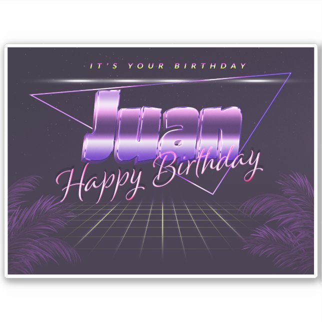 Juan Name First name lila retro Sticker Birthday (Front)