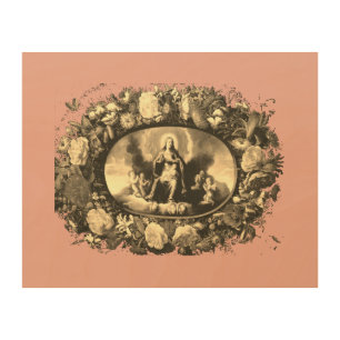 Juan van der Hamen y León - Garland with Virgin Wood Wall Art