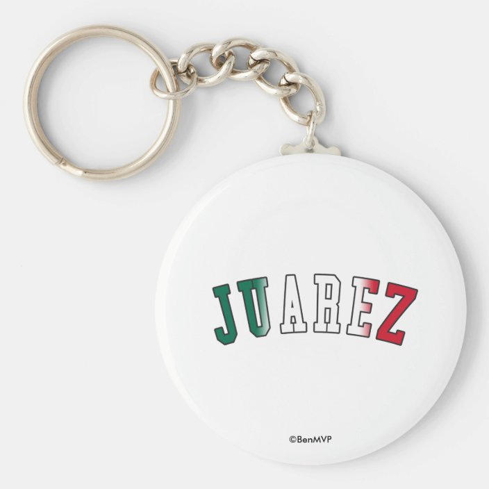 Juarez in Mexico National Flag Colors Keychain