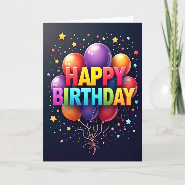 Jubilant 3D Letters Birthday Card (Front)