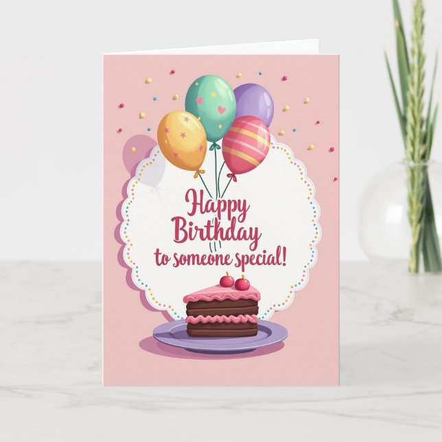 Jubilant Balloon Cake Card (Front)
