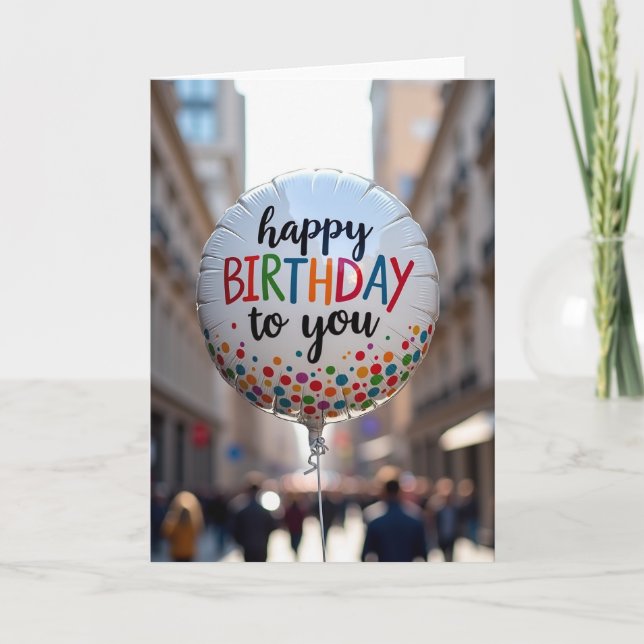 Jubilant Balloon Confetti Card (Front)