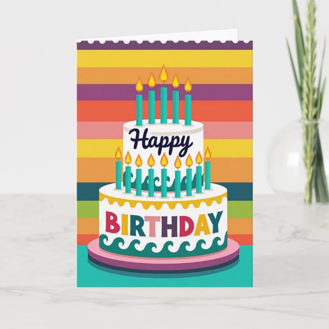 Jubilant Birthday Cake Card (Front)