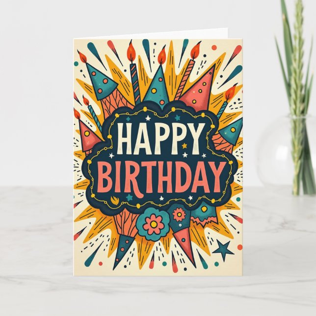 Jubilant Birthday Party Card (Front)