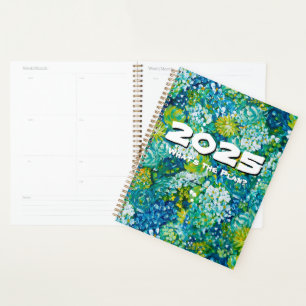 Jubilant-Blue & Green Floral Customizable 2025 Planner