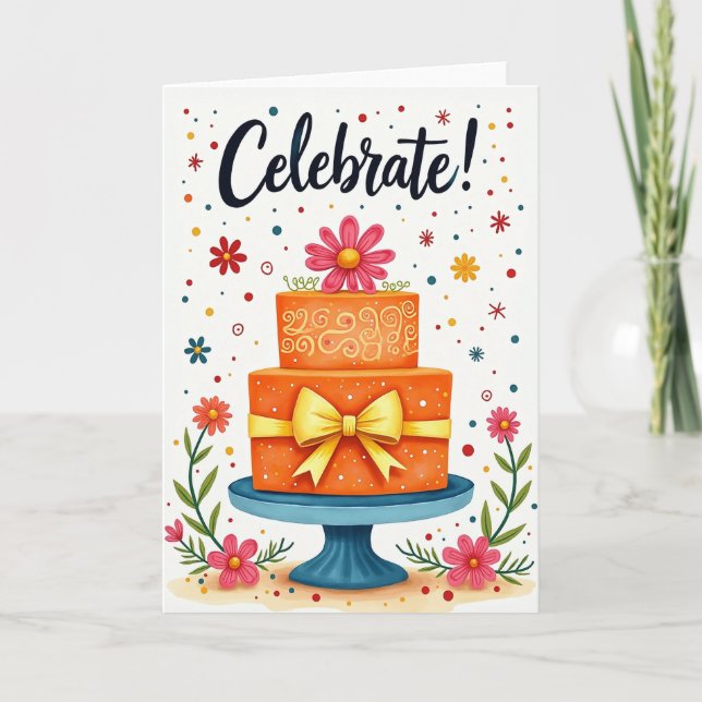 Jubilant Cake Birthday Card (Front)