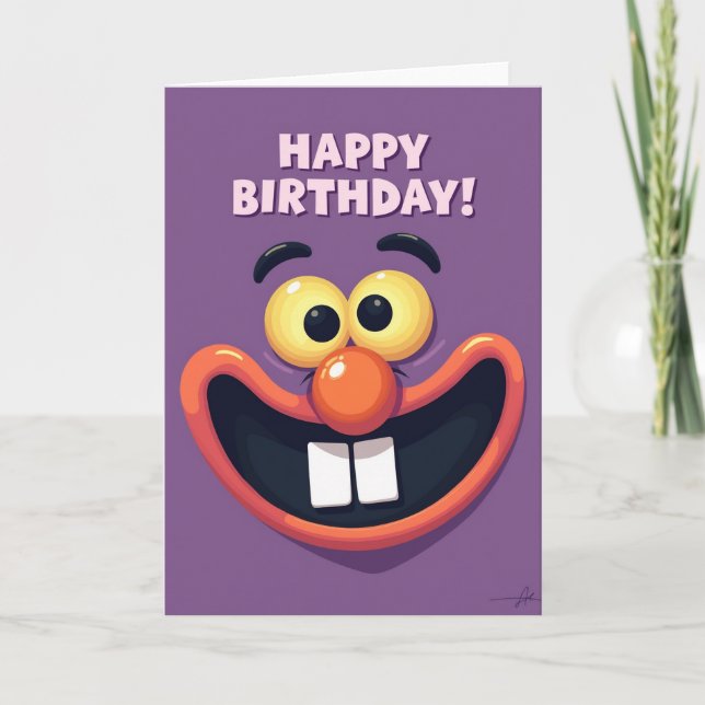 Jubilant Cartoon Birthday Card (Front)