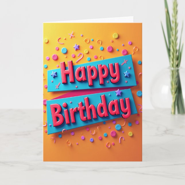Jubilant Geometric Birthday Card (Front)