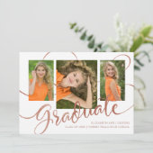 Jubilant Grad Faux Rose Gold Multi Photo Card (Standing Front)