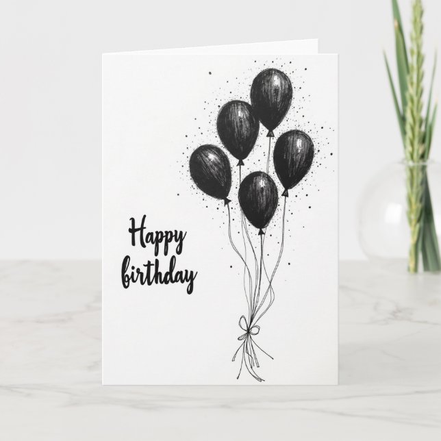 Jubilant Monotone Balloons Card (Front)