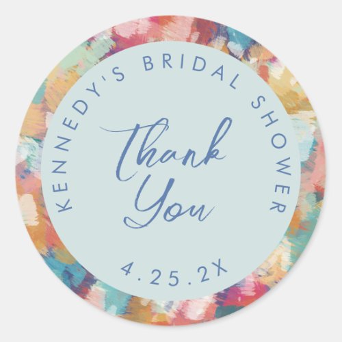 Jubilant Party Vibrant Abstract Colorful Thank You Classic Round Sticker
