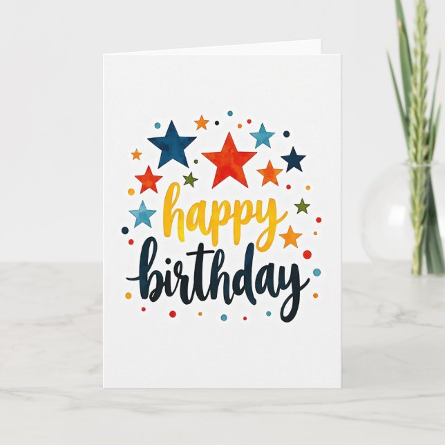 Jubilant Script Birthday Card (Front)