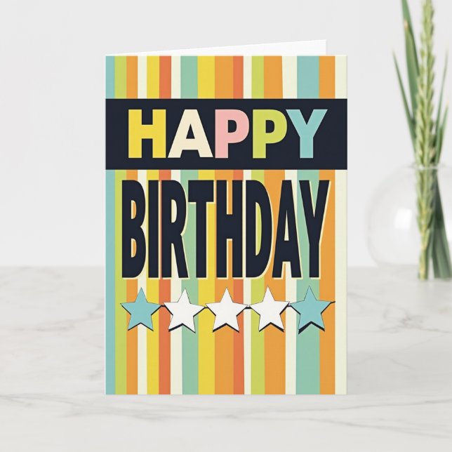 Jubilant Stripes Birthday Card (Front)