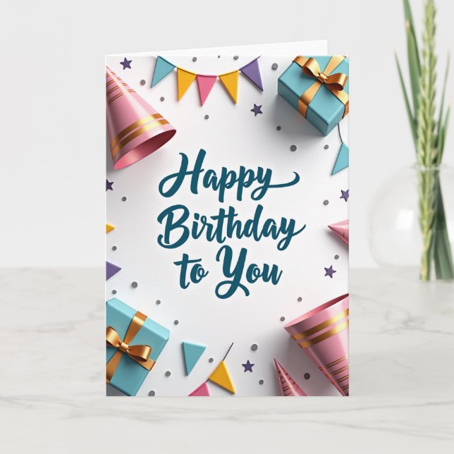 Jubilant Teal Script Card (Front)
