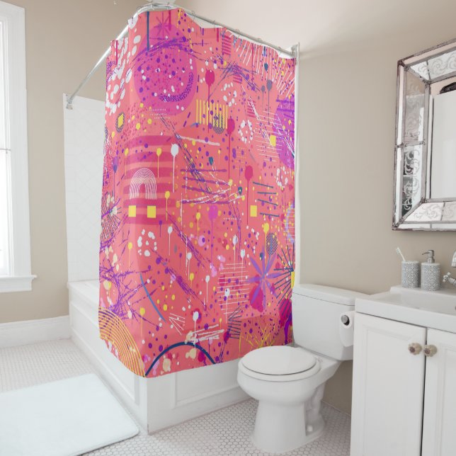 Jubilation: Maximalist Art Shower Curtain (In Situ)