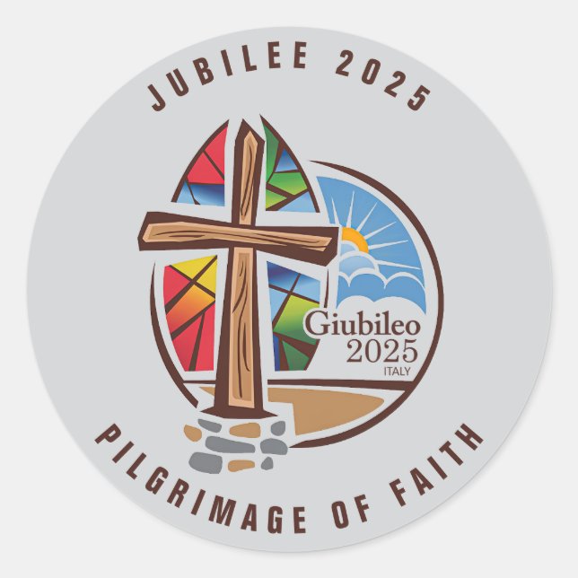 Jubilee 2025 Sticker, Pilgrimage of Faith. Classic Round Sticker (Front)