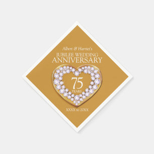 Jubilee 75th wedding anniversary heart custom name napkins