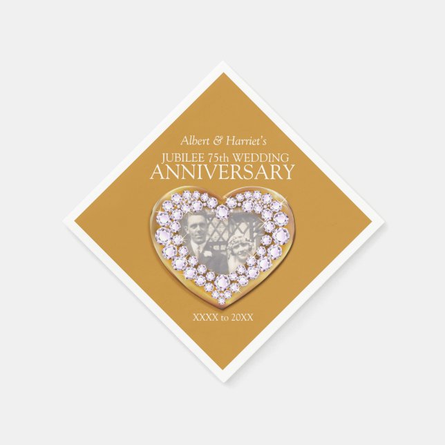 Jubilee 75th wedding anniversary photo napkins (Corner)