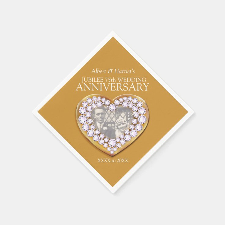 Jubilee 75th wedding anniversary photo napkins Zazzle