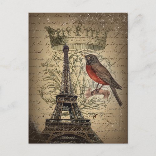 jubilee crown french bird paris eiffel tower postcard