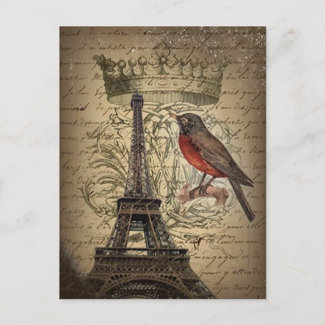 jubilee crown french bird paris eiffel tower postcard (Front)