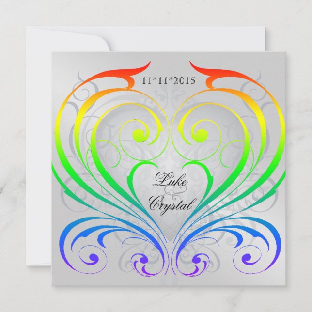 Jubilee Rainbow Heart Wedding Invitation (Front)