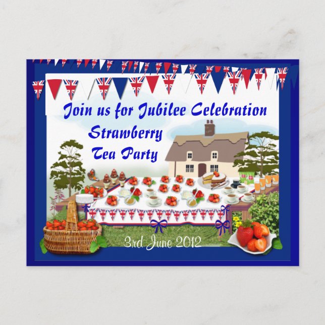 Jubilee Strawberry Tea Party  ~ Postcard (Front)