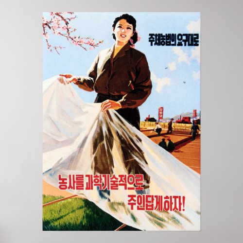 Juche Agricultural Revolution DPR Korea Propaganda Poster