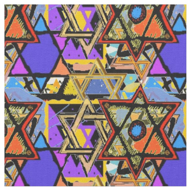 Judaic Customized Fabrics - Mogen David Gifts Fabric (Close Up)