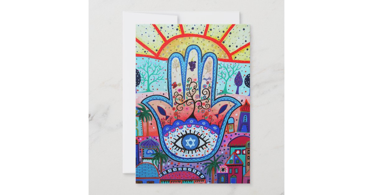 JUDAIC HAMSA BAT BAR MITZVAH INVITATION | Zazzle