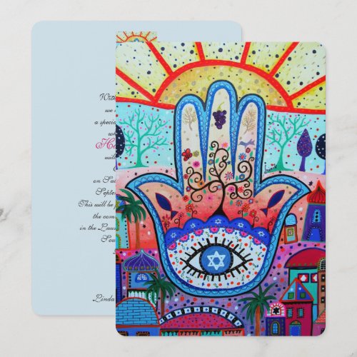 JUDAIC HAMSA BAT BAR MITZVAH INVITATION