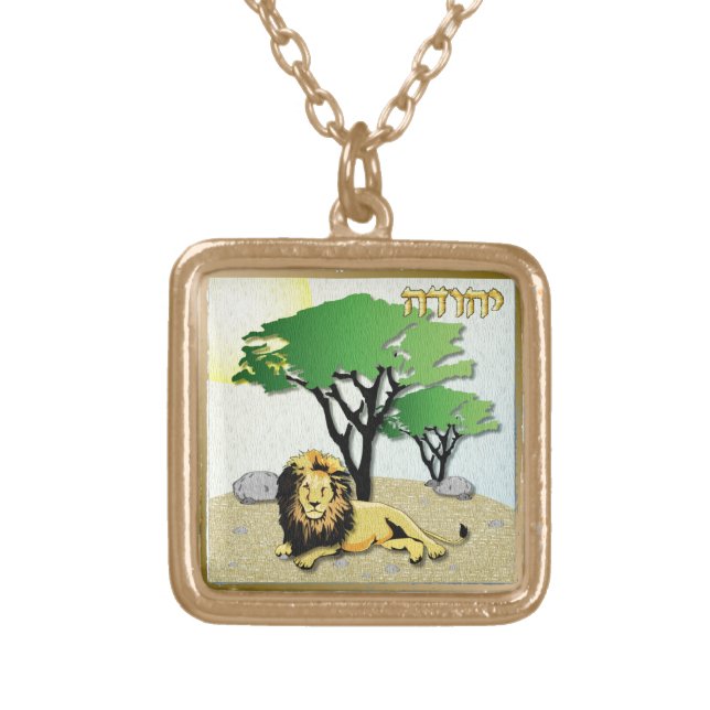 Judaica 12 Tribes Israel Judah Gold Plated Necklace (Front)