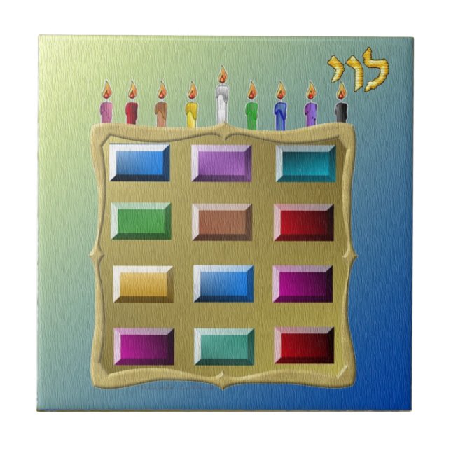 Judaica 12 Tribes Israel Levi Ceramic Tile (Front)