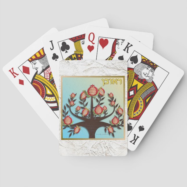 Judaica 12 Tribes Israel Reuben Poker Cards (Back)