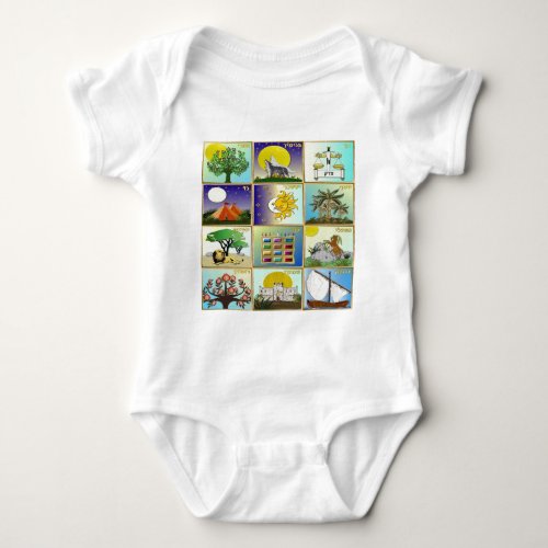 Judaica 12 Tribes Of Israel Art Panels Baby Bodysuit