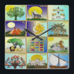 Judaica 12 Tribes Of Israel Art Panels Square Wall Clock<br><div class="desc">You are viewing The Lee Hiller Design Collection. Apparel,  Gifts & Collectibles Lee Hiller Photography or Digital Art Collection. You can view her Nature photography at http://HikeOurPlanet.com/ and follow her hiking blog within Hot Springs National Park.</div>
